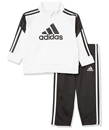 adidas boys 2 Piece Colorblock Tricot Track Set 7 White