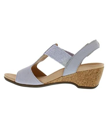Vionic Women's Paradise Kaytie Backstrap Wedges - Supportive Ladies Suede and Jute Wedges That Include Three-Zone Comfort with Orthotic Insole Arch Support  Medium Fit 6 Blue Haze