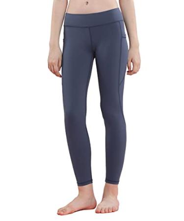 Willit Girls Leggings Athletic Youth Kid's Dance Running Yoga Leggings Pants Active Compression Tights with Pockets Gray Medium