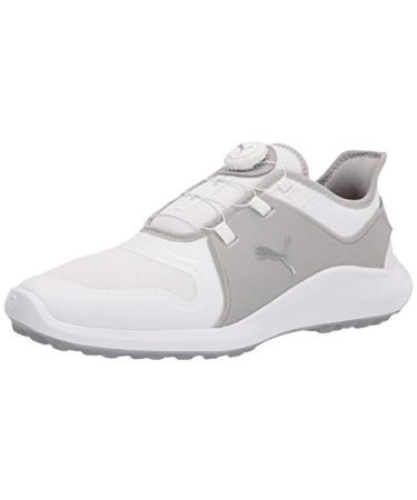 PUMA Men's Ignite Fasten8 Disc Golf Shoe 10.5 Puma White-puma Silver-high Rise