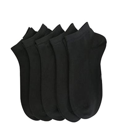 SERISIMPLE Women Bamboo Ankle Socks Low Cut Thin Sock Lightweight Pastal Color Soft Sock 5 Pairs Medium Black
