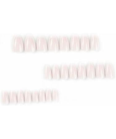 Justotry 24 Pcs Pale Pink Oval Medium False Nails Short Pattern Milky White French Press on Nails with Glue for Women - Almond Stick on Nails for Art - Buy Online on SooperMarket.com