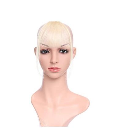 Silk-co Bangs Clip in Hair Extensions #60 Platinum Blonde One Piece Fringe Thin Front Bangs Clip on Real Remy Human Hair Wispy Bang #60 Platinum Blonde