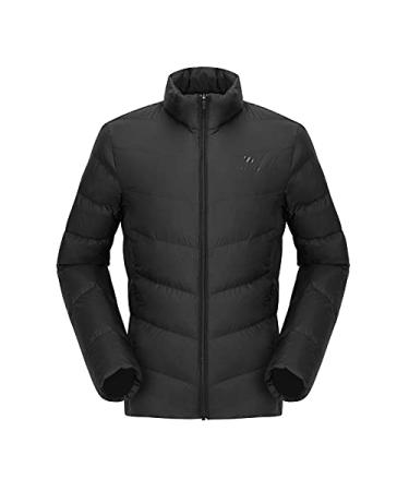 CAMELSPORTS Men's Winter Down Jacket Lightweight Packable Water-Resistant Coat Windproof Warm Outwear For Hiking Travel X-Large Black-c