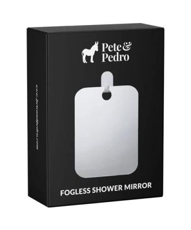 Pete & Pedro FOGLESS Shower Mirror  Shave & Manscape While Showering , Anti-Fog Mirror | Removeable Adhesive Hook Stays On Wall | Shaving & Shower Accessory Tools | As Seen on Shark Tank