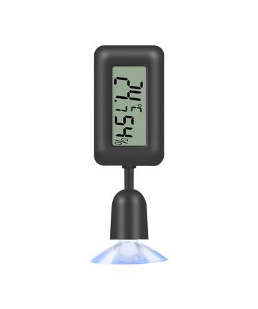 YESAVAY Reptiles thermometer Hygrometer with suction cup digital temperature and air humidity meter for beard dragon Terrarium tank mini thermometer hygrometer black