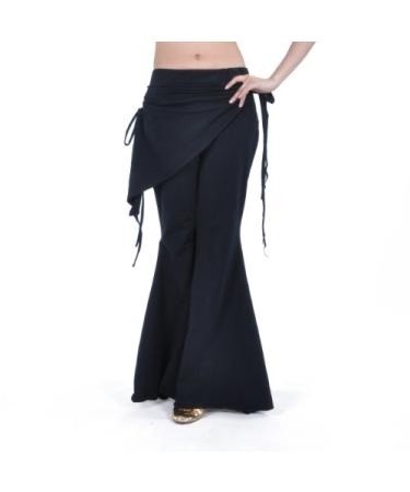 BellyLady Belly Dance Tribal Costume Pants, Yoga Salsa Ballroom Dance Pants Large Black