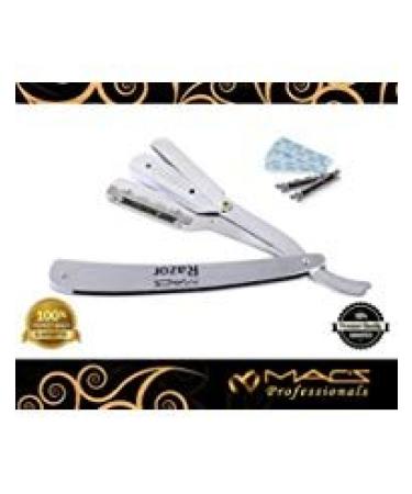 MACS Professional Barber Straight Edge Razor - Made of Stainless Steel with - Easy Blades Replacement Mechanism - Close Shaving Men's Manual Shaver - Perfect for Barbershops - Macs-043B