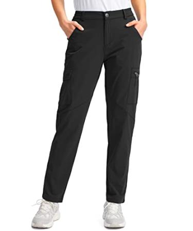 Viodia Women's Hiking Cargo Pants Quick Dry UPF50+ Waterproof Pants for Women Fishing Golf Travel Pants with Pockets Large Black