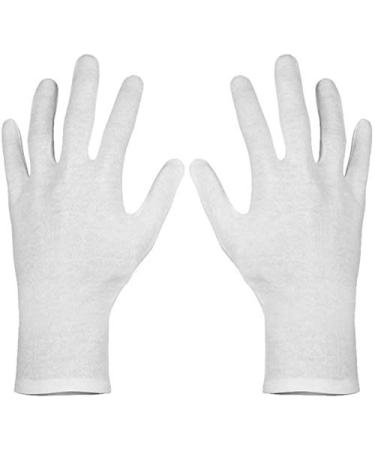 Paxcoo 12 Pairs XL White Cotton Gloves for Dry Hand Moisturizing Cosmetic Eczema Hand Spa and Coin Jewelry Inspection