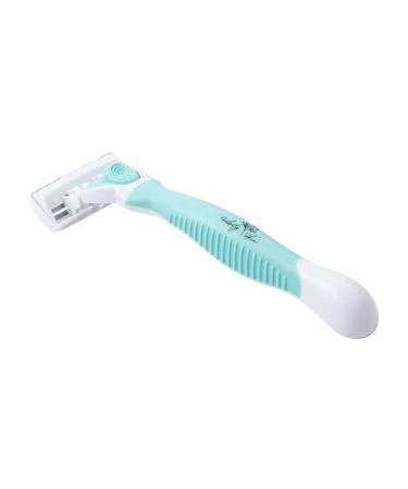 Velvety Skin Women's Razor 6 Blades - Moisturizing Strip - Comfortable Handle - Turquoise Satin - Buy Online on SooperMarket.com