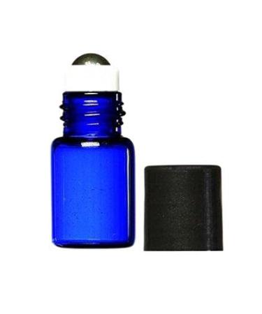 True Essence 3 ml (3/4 Dram) Cobalt Blue Glass Micro Mini Roll-on Glass Bottles with Metal Roller Balls - Refillable Aromatherapy Essential Oil Roll On (12)