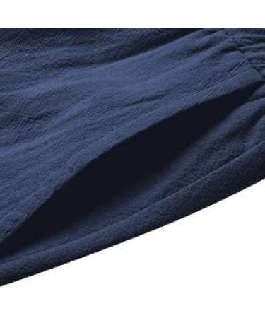 LAIJOJIO Women's Linen Pants - Lightweight Casual Drawstring Elastic Waist Wide Leg Trousers with Pockets (Dark Blue, Small) - Buy Online on SooperMarket.com