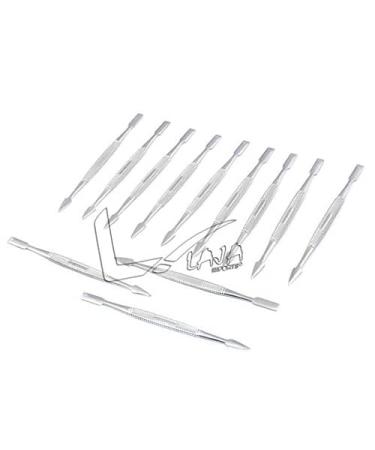 LAJA IMPORTS SET OF 12 PROFESSIONAL NAIL CUTICLE PUSHER STAINLESS STEEL FOR MANICURE AND PEDICURE