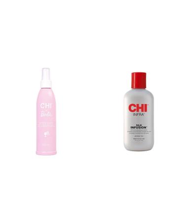 CHI x Barbie 44 Iron Guard Thermal Protection Spray 8 oz & INFRA Silk Infusion 6 Fl Oz