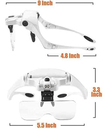 Petiarkit Headband Magnifier with LED Light Head Mounted Magnifying Glasses for Close Work 5 Clear Magnifying Lenses - Buy Online on SooperMarket.com