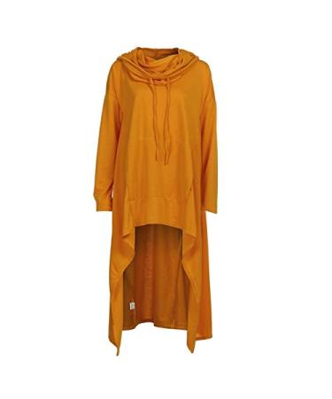 Women Sweatshirt Zip Size Tops Irregular Plus Solid Hood Sweatshirt Sleeve Sweater Long Hoodies White Sweater Dress Yellow 5X-Large