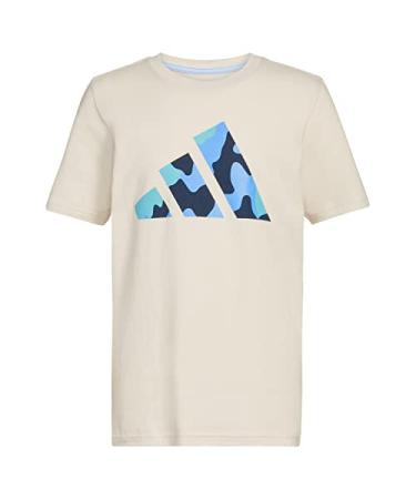 adidas Boys' Big Short Sleeve Cotton Bos Ghost Logo T-Shirt Large Alumina