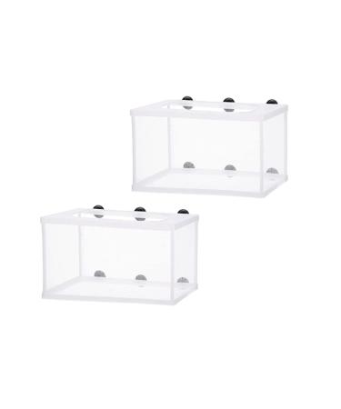 BRYHZKCM 2pcs Fish Hatchery Breeder Box,Nylon Mesh Fish Fry Hatchery Breeder Box Separation Net Incubator Mesh, with Suction Cup ,Large Size 10"x 6"x 6"