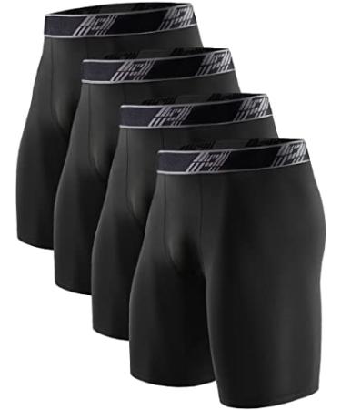 HOPLYNN 4/6 Pack Compression Shorts Men Underwear Spandex Sport Shorts Athletic Workout Running Performance Baselayer Shorts 4 Pack Black Medium