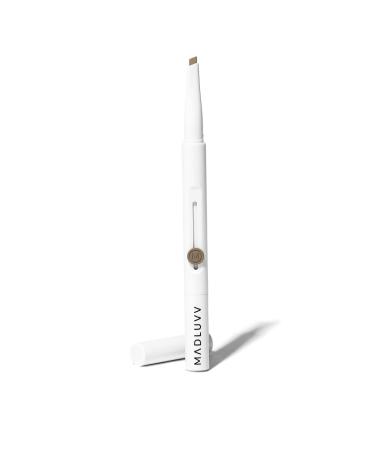 MADLUVV Exacto Brow Pencil for Flawless Long Lasting Realistic Brows with Dual-Ended Design Featuring Retractable Blade Tip for Precise Hair Like Detail and Blending Brush - Taupe