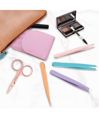 6-Piece Stainless Steel Tweezers Set for Eyebrows, Facial Hair, Ingrown Hair - Precision Slanted and Pointed Tweezers - Buy Online on SooperMarket.com