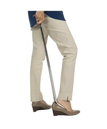 Vive Extra Long Handled Shoe Horn (31.5 Inches)- Metal Shoehorn for Men and Women- Large Standing Reach Assist for Seniors Silver (Pack of 1)