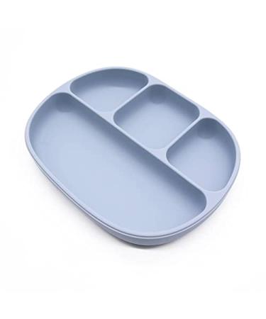 baby+me Silicone Grip Dish/Plate  Suction Plate  Divided Plate  Toddler Plate  BPA Free  Microwave/Dishwasher Safe (Baby Blue)  8.6x6.7