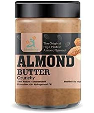AOZA Leanbeing Almond Butter 100% Natural (500Grams) (Crunchy) (California Almonds) (Unsweetened) (No Added Sugar)