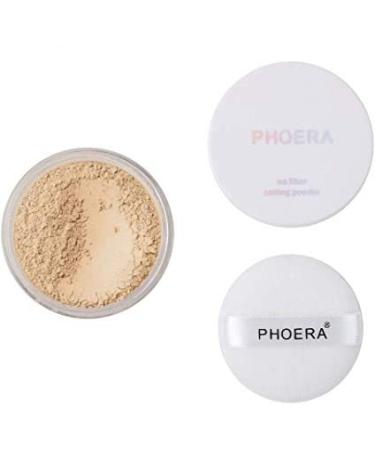 AQUAPURITY - PHOERA Loose Makeup Setting Matte Face Powder + Puff Long Lasting Lightweight Foundation Make Up Fixer Beauty Blender Highlighter Palette Flash Photography (102 - Cool Beige)