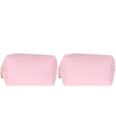 Cabilock 2 pcadratic cosmetic bag makeup pocket base bag for women make-up bag make-ups for women make-up bags for women travel pu make-up brush zipper pinkx2st 17x10.5x6cmx2pcs