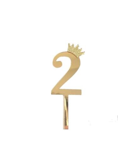 Gold Acrylic Number 2 Two Birthday Cake Topper - Celebrate with Sparkling Elegance - Available in Gold or Silver