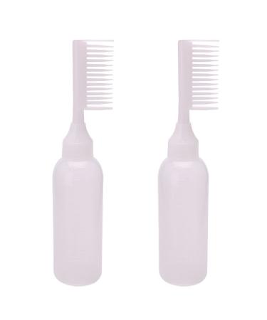 2 Pieces Comb Applicator Bottle Hair Dyeing Bottle Root Comb Applicator Bottle Hair Coloring Bottle Scalp Treament Essential Salon Hair Cleansing Bottle With Scale White