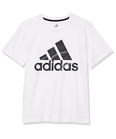adidas Boys' Short Sleeve Cotton Camo Bos Logo T-Shirt Medium White