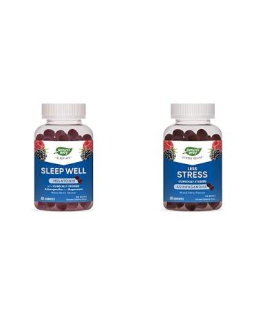 Nature's Way Sleep Well Gummies Sleep Aid & Jet Lag Support for Adults Natural Mixed Berry Flavour and Less Stress Gummies to Help Reduce Symptoms of Stress in Adults Natural Mixed Berry Flavour