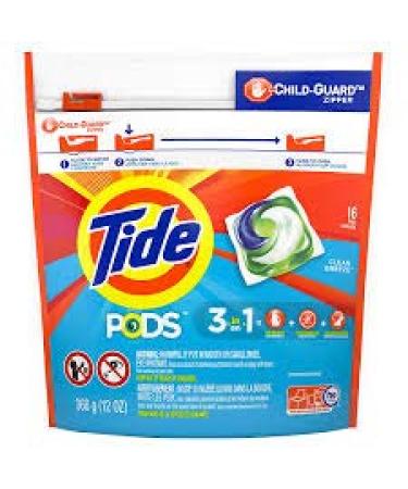 Tide Pods Ocean Mist 16 Pacs each (Value Pack of 6)