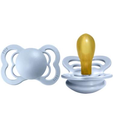 BIBS Supreme Baby Pacifiers | BPA-Free Natural Rubber Pacifier | Made in Denmark | Set of 2 Soothers (Baby Blue  0-6 Months)