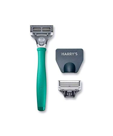Harry's Tropical Green Razor with x10 Cartridge Heads (5 Bladed Heads) for a Smooth and Comfortable Shave