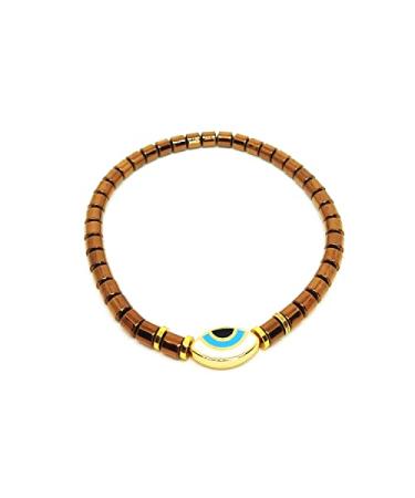 Atelier Rogvaiv brass eye evil eye blue natural hematite copper elastic