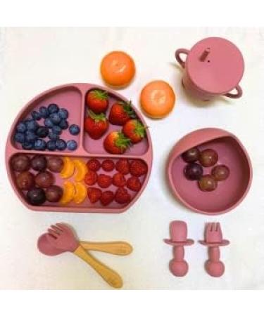 Baby Led Weaning Feeding Set | Suction Silicone Bowl & Utensils for Toddlers - Includes Spoons, Bibs, Food Plate - Beige - Buy Online on SooperMarket.com