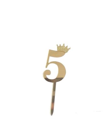 Gold Acrylic Number 5 Birthday Cake Topper - Celebrate with Sparkling Elegance - Available in Gold or Silver
