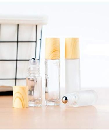 Jawseu 6-Piece Clear 10ml Glass Bottles with Bamboo Lid Refillable Roll-On Essential Oil & Perfume Containers for Travel & Aromatherapy - Buy Online on SooperMarket.com