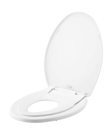 Little2Big 181SLOW 000 Toilet Seat with Built-In Potty Training Seat, Slow-Close, and will Never Loosen, ELONGATED, White 1 Pack Elongated