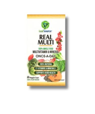 Leafsource Real Multi Vitamins & Minerals 60 Capsules in Glass Jar 21 Organic Sourced Whole Food Real Fruits & Veggies Supplements Vegan Enhanced Well-being Naturally A REAL Natural Multivitamin and Multi-Mineral Synthetic vitamins can't do that only the 