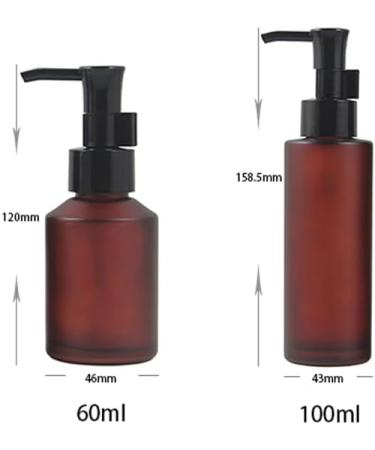 MZUU 1PCS 60ML/2OZ Empty Refillable Amber Frosted Glass Bottles with Pump Vial Cosmetic Cream Lotion Dispenser Jars Storage Container for Essential Oil Emulsion Essence Portable Travel Bottle - Buy Online on SooperMarket.com