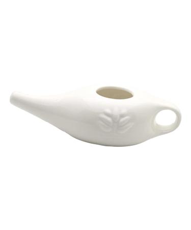 korvre 250Ml Ceramic Neti Pot Nose Cleaning Pot Leakproof Spout Pot for Nasal Rinsing Nose Washing Men and Women White