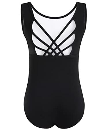 WYHDY Girls Ballet Dance Leotard Butterfly Crisscross Straps Sleeveless Tank Leotards 13-15 Years Black