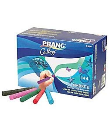 Prang Ambrite Colored Chalk for Paper, Tapered, 3.188 x 0.438 Inches, Box of 144 Sticks, 19 Assorted Colors (51000)