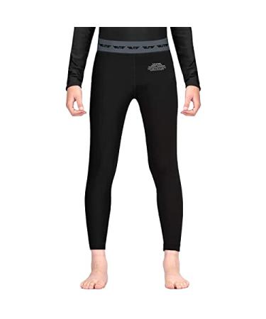 Elite Sports Kids MMA BJJ Athletic Spats Leggings Tights, Kids Jiu Jitsu Compression Base Layer Training Workout Pants Black Medium
