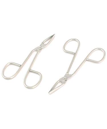 DDP (2 Pack) Scissors Shaped 'Eyebrow Tweezers Clip - Flat Tip Tweezers Hair Plucker for Hair and Eyebrows Personal Care (Silver Tone)